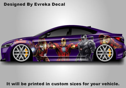 Iron Man, Car Livery, Cast Vinyl Wrap, Universal Size, Car Wrap, Car Decal, Car Foil Design - Evreka Decal