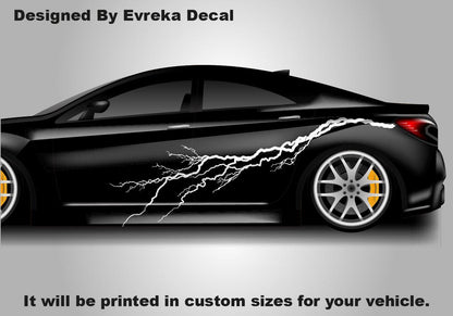 2x Lightning Bolt Car Decal: Large Vinyl Flash Sticker (Both Sides) - Evreka Decal