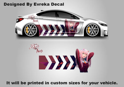 Anime ITASHA ZERO TWO Car Wrap Door Side Fit With Any Cars Vinyl Graphics Car Stickers Car Decal - Evreka Decal