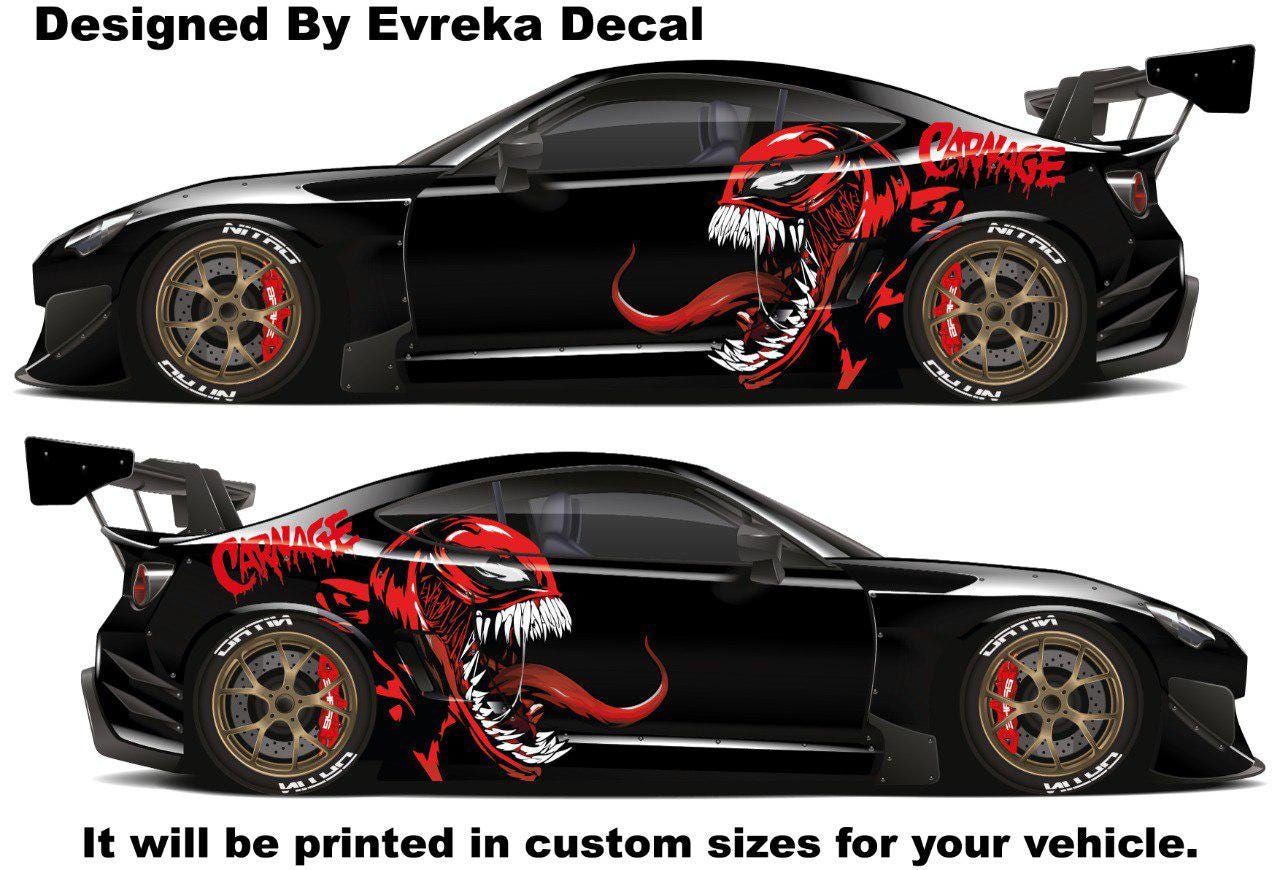 Carnage Car decal , American superhero the Marvel Comics character, Carnage Designed Car Livery, Cast Vinyl Wrap, Universal Size, Car Wrap - Evreka Decal