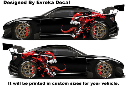 Carnage Car decal , American superhero the Marvel Comics character, Carnage Designed Car Livery, Cast Vinyl Wrap, Universal Size, Car Wrap - Evreka Decal