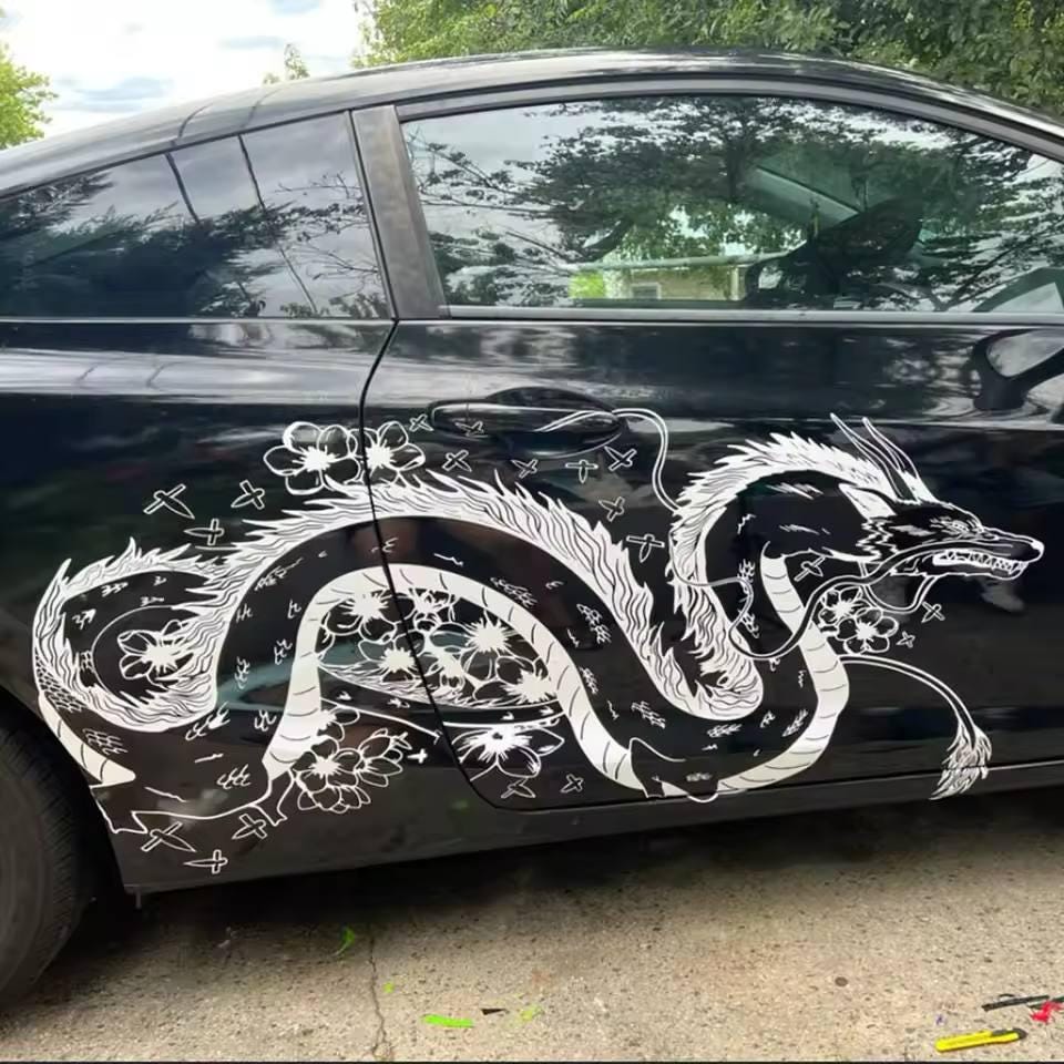 2x Large Anime Dragon Truck Car Sticker Decal Hood Door Body Side Manga Animal Vinyl for Bumper Jeep Ford - Evreka Decal