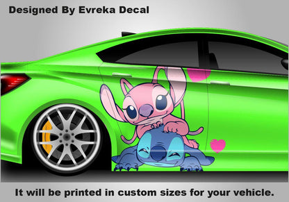 Stitch Pink And Blue, Car Livery, Cast Vinyl Wrap, Universal Size, Car Wrap, Car Decal, Car Foil Design, Car Livery - Evreka Decal