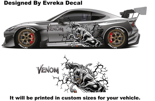 Venom Designed NEW Design Large - Car Livery, Cast Vinyl Wrap, Universal Size, Car Wrap - Evreka Decal