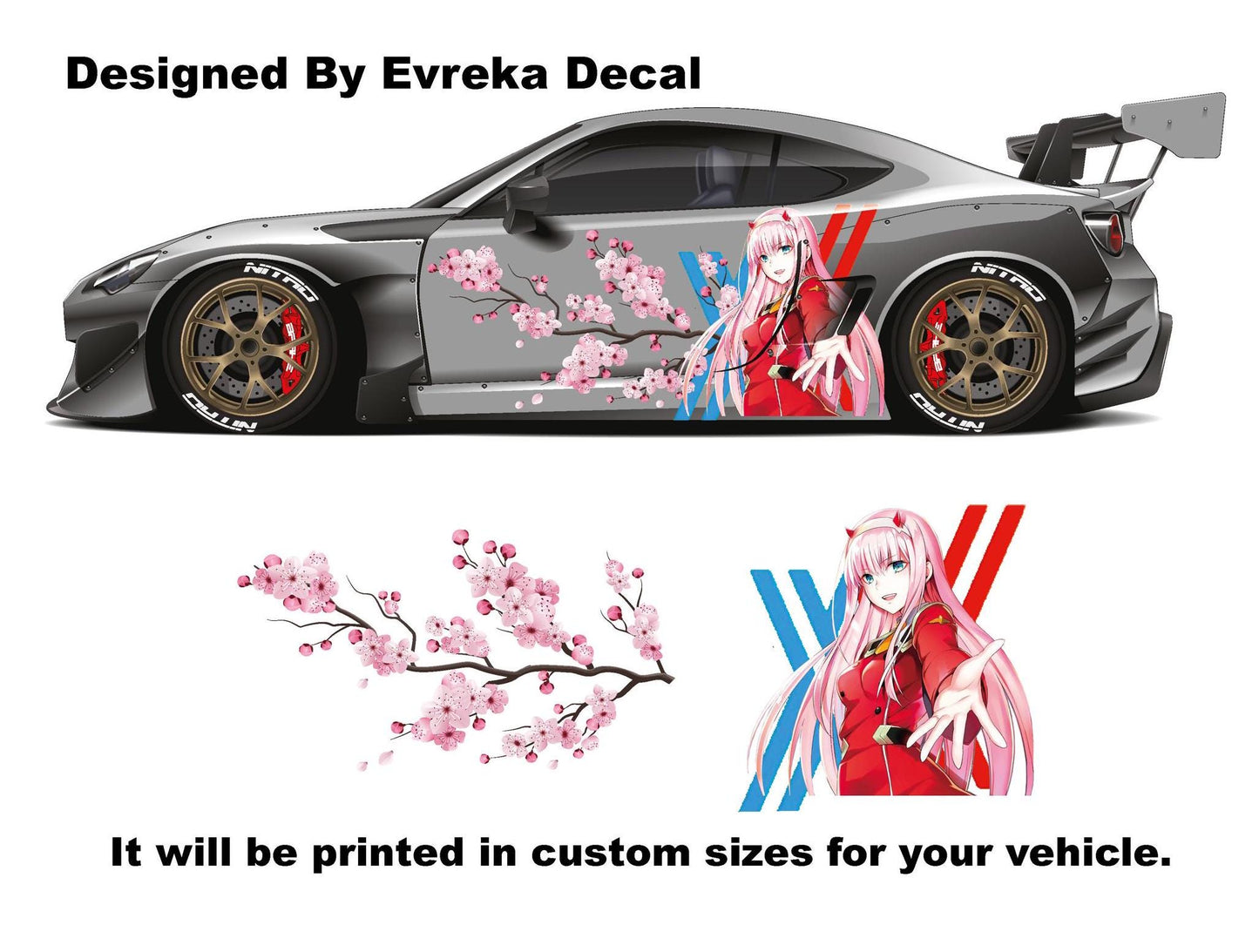 Anime ITASHA Zero Two Car Wrap Car Stickers Car Decal Fits With Any Cars - Evreka Decal