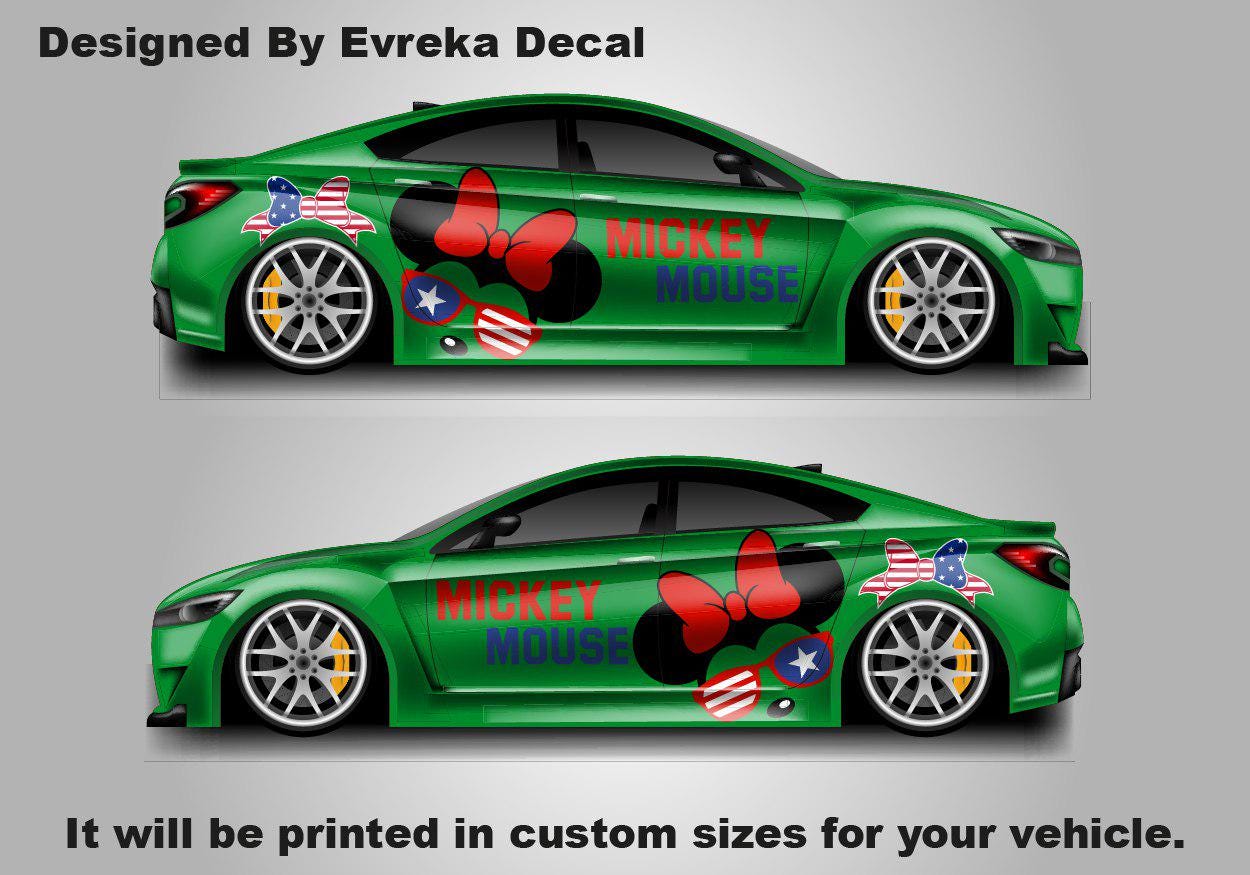 Floral Mickey Decal, Disney Decal, Disney Car Sticker, Disney Gift, Mickey, Mickey Gift, Gift for He - Evreka Decal