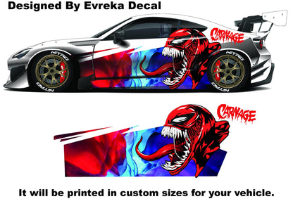 Carnage Car decal , American superhero the Marvel Comics character, Carnage Designed Car Livery, Cast Vinyl Wrap, Universal Size, Car Wrap - Evreka Decal
