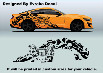 Joker Smile Car Side Decal. Joker Laugh Car Side Sticker. Joker Vinly Car Decal. - Evreka Decal