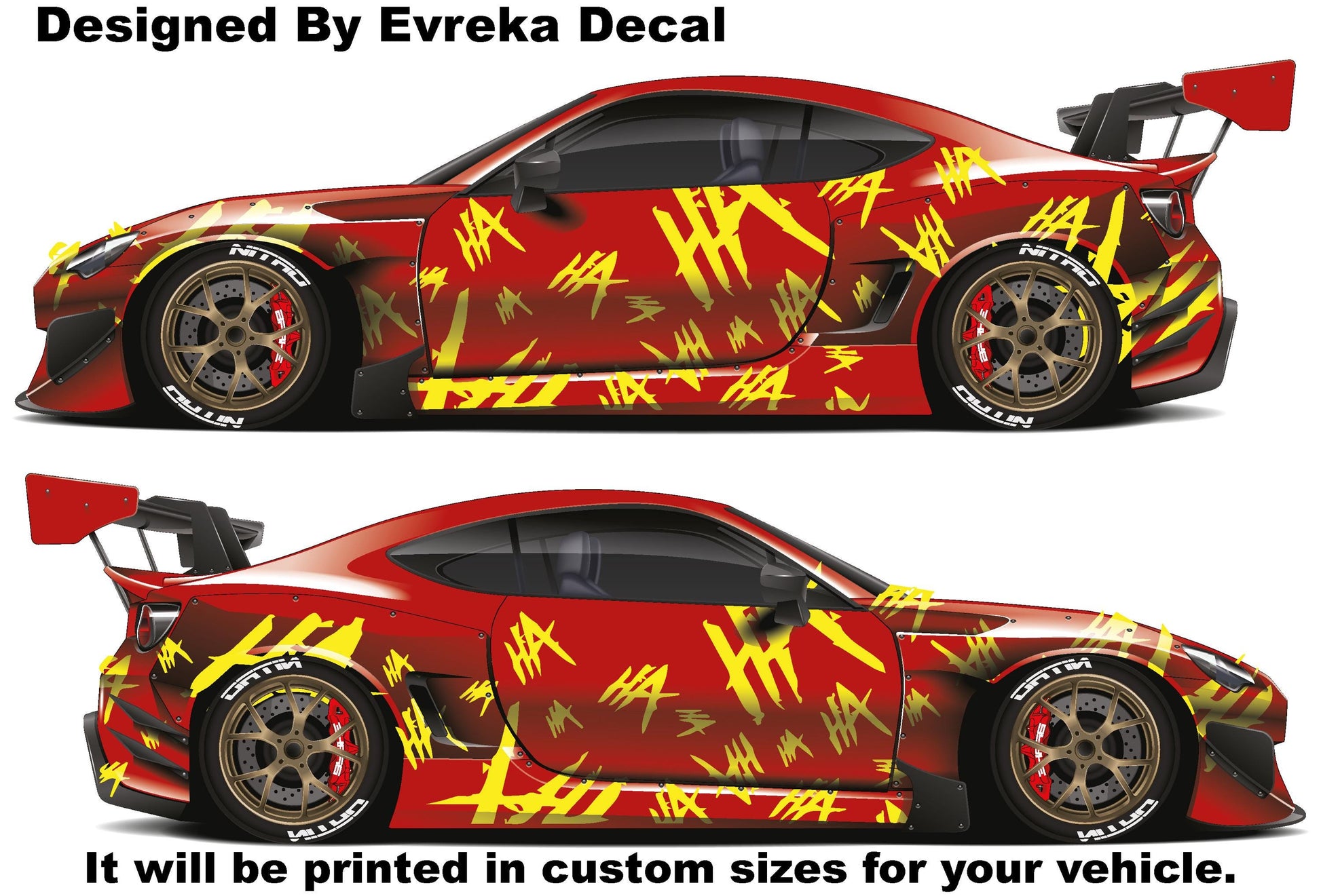 2 x Laughter Car Decal. Joker Ha ha ha Car Side Decal. Joker Vinly Car Decal - Evreka Decal