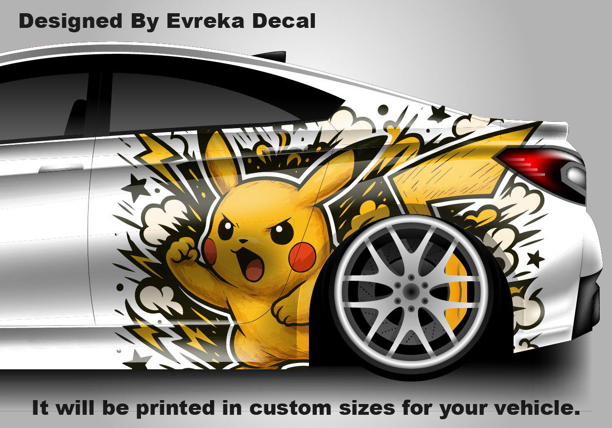 Pikachu Car Decals: Car Vinyl | Hood And Car Side Decal | Comics character, Pokemon character, Designed Car Livery, Cast Vinyl Wrap - Evreka Decal