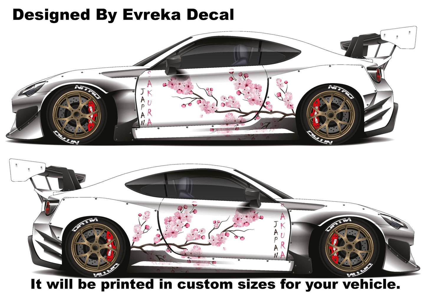 Sakura Cherry Blossom Car Livery, Japanese Theme Side Car Vinyl Livery, Universal Size - Evreka Decal