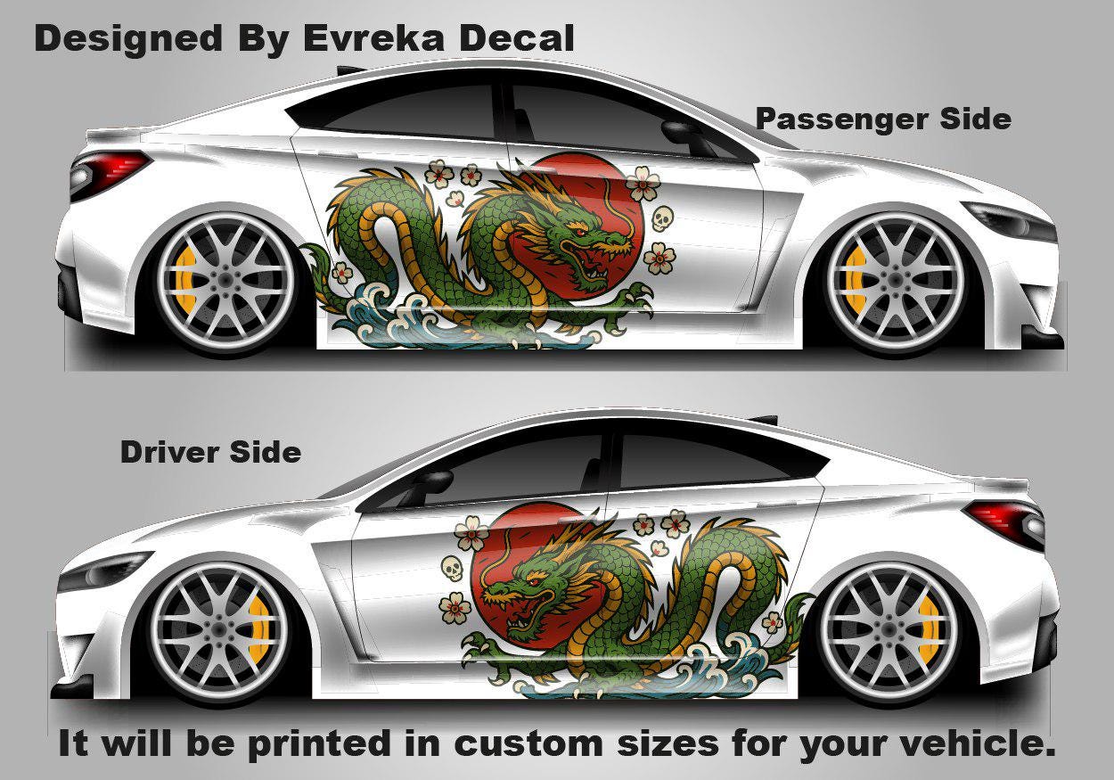 Dragon Car Body Decal - Draco Body Stickers - JDM Decals - Dragon Large Sticker - Custom Japanese Full Livery High Quality Vinyl - Evreka Decal