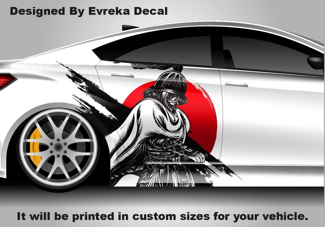 Custom Samurai Livery Racing Side Wrap; JDM Inspired Samurai Custom Decal Side - Evreka Decal