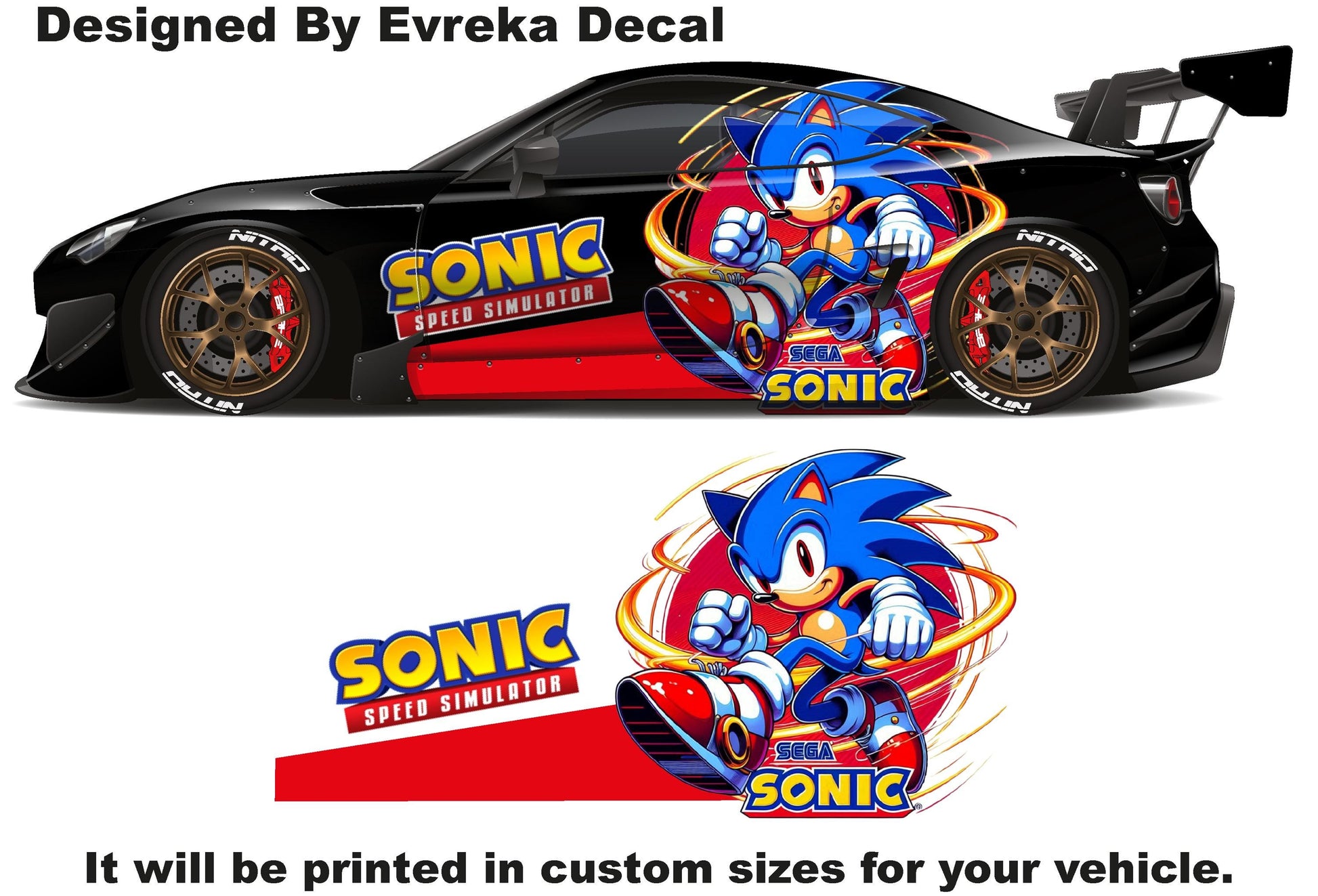Sonic the Hedgehog Car Side Wrap, Full Color Graphics, Vinyl Livery Decal fit any car, Universal Size, Car Wrap - Evreka Decal