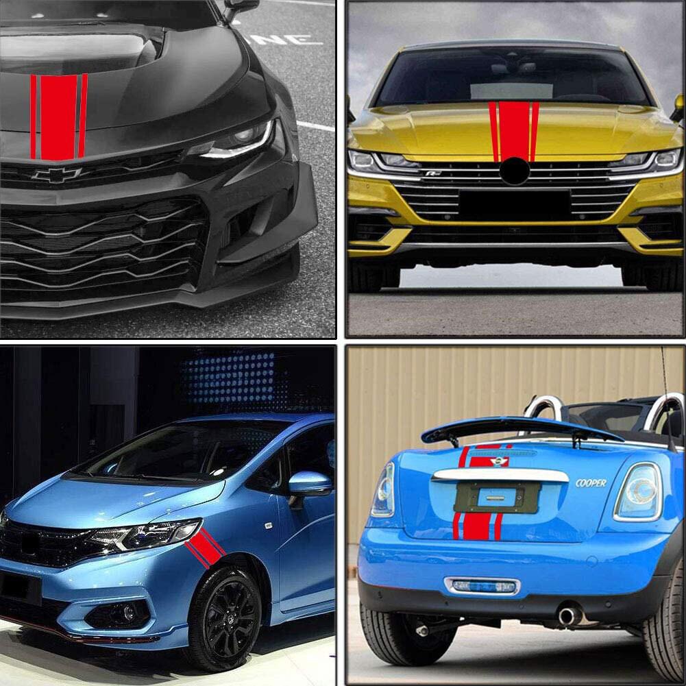Leasinder 49”x 8.7” Car Hood Stripe Sticker Auto Racing Stripes Body Side Decal Hood Stripe Decal Vinyl Stripe Sticker Decoration for Car - Evreka Decal