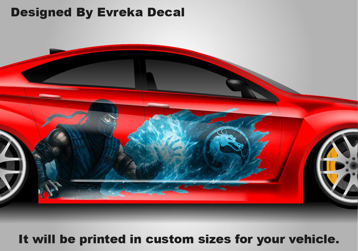 SUBZERO Car Wrap + HOOD design | Subzero Car Decal featuring Hanzo Hasashi | the iconic ninja from Mortal Kombat - Evreka Decal