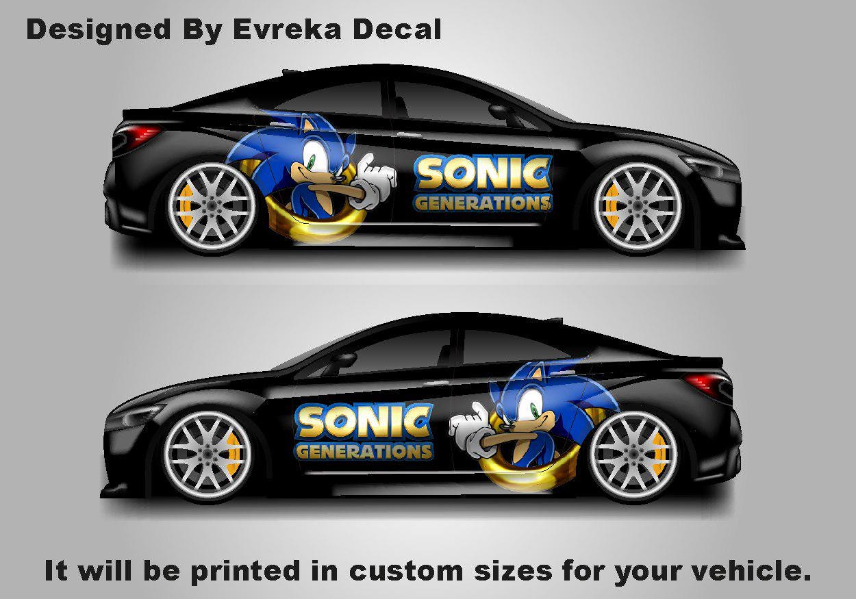 Sonic the Hedgehog Car Side Wrap, Full Color Graphics, Vinyl Livery Decal fit any car, Universal Size, Car Wrap - Evreka Decal