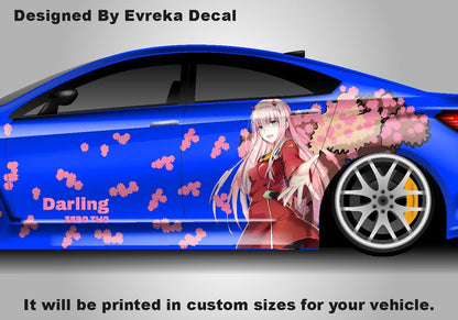 Anime ITASHA ZERO TWO Car Wrap Door Side Fit With Any Cars Vinyl Graphics Car Stickers Car Decal - Evreka Decal
