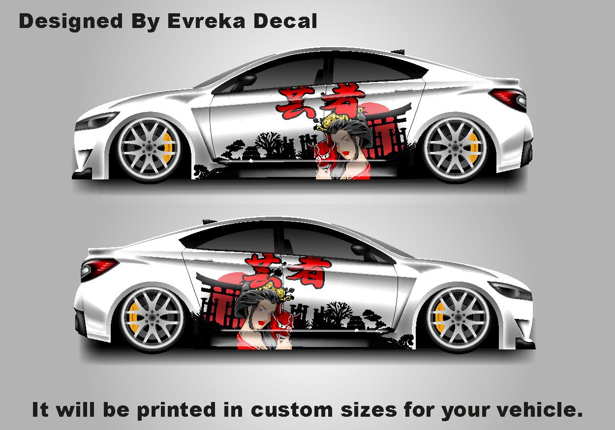 Custom Samurai Livery Racing Side Wrap; JDM Inspired Samurai Custom Decal Side - Evreka Decal