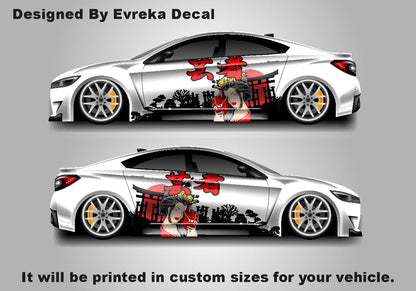 Custom Samurai Livery Racing Side Wrap; JDM Inspired Samurai Custom Decal Side - Evreka Decal
