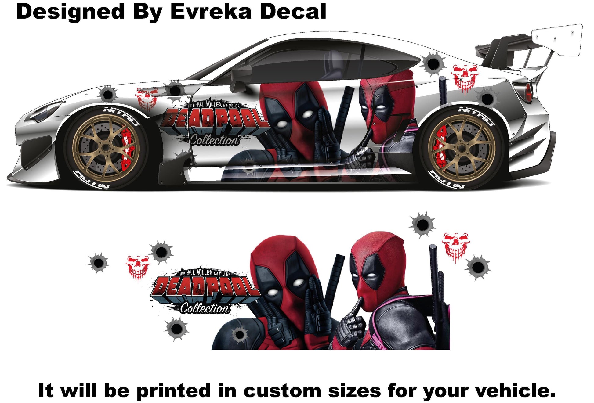 Deadpools together, Super Hero, Villain Inspired Car Side Decal, Universal Size - Evreka Decal