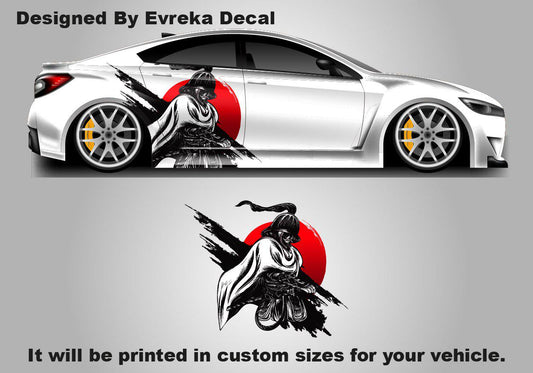 Custom Samurai Livery Racing Side Wrap; JDM Inspired Samurai Custom Decal Side - Evreka Decal