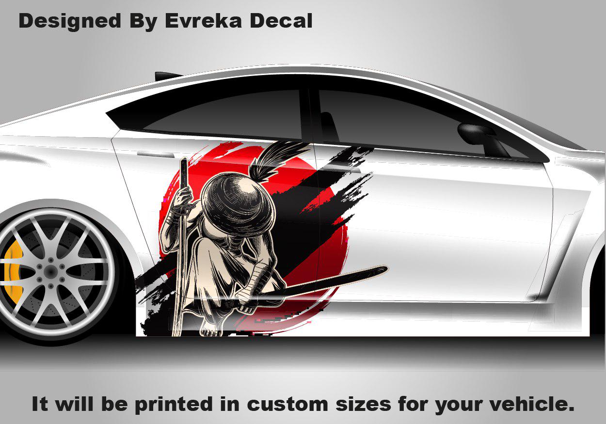 Custom Samurai Livery Racing Side Wrap; JDM Inspired Samurai Custom Decal Side - Evreka Decal