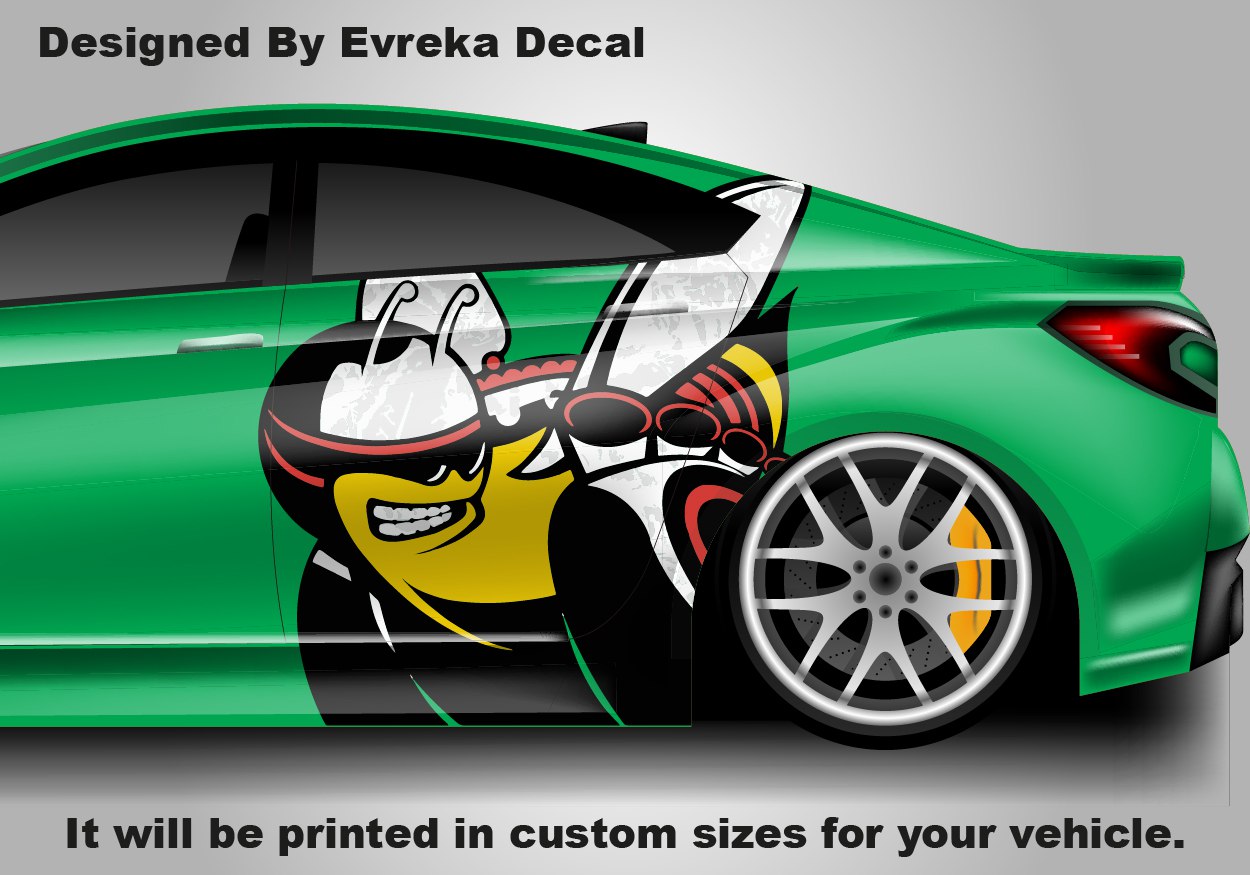 Scat Pack Bumblebee Car Door Decal, Custom Vinyl Graphic Sticker - Dodge Charger Challenger Side Panel Vehicle Wrap Pair - Evreka Decal