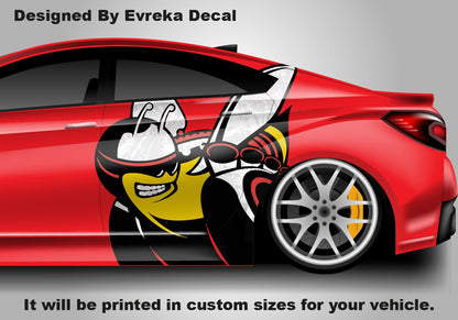 Scat Pack Bumblebee Car Door Decal, Custom Vinyl Graphic Sticker - Dodge Charger Challenger Side Panel Vehicle Wrap Pair - Evreka Decal