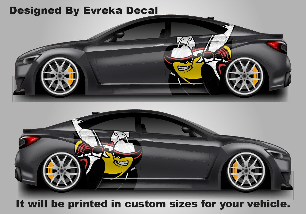 Scat Pack Bumblebee Car Door Decal, Custom Vinyl Graphic Sticker - Dodge Charger Challenger Side Panel Vehicle Wrap Pair - Evreka Decal