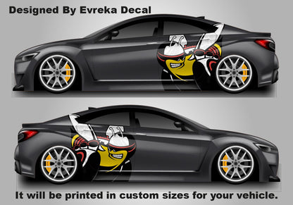 Scat Pack Bumblebee Car Door Decal, Custom Vinyl Graphic Sticker - Dodge Charger Challenger Side Panel Vehicle Wrap Pair - Evreka Decal