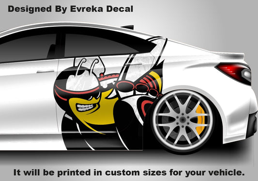Scat Pack Bumblebee Car Door Decal, Custom Vinyl Graphic Sticker - Dodge Charger Challenger Side Panel Vehicle Wrap Pair - Evreka Decal
