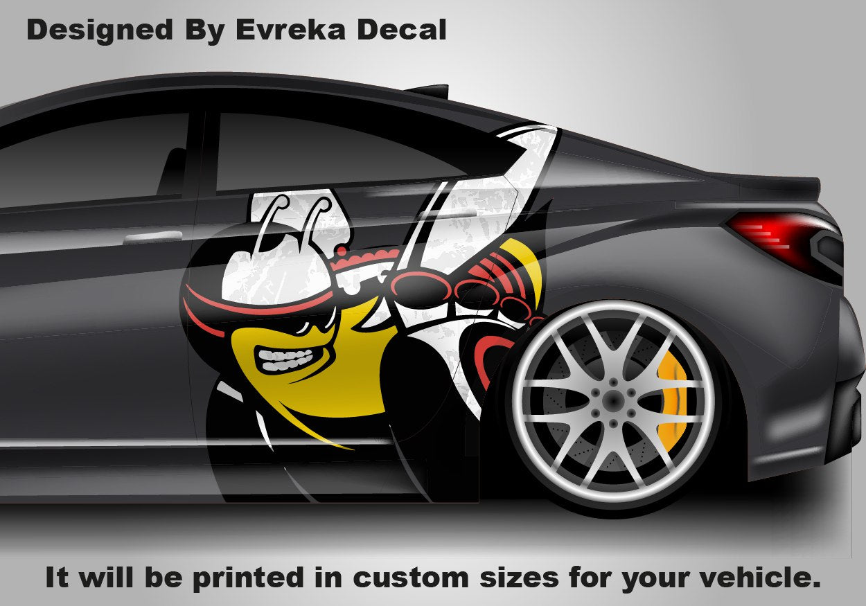 Scat Pack Bumblebee Car Door Decal, Custom Vinyl Graphic Sticker - Dodge Charger Challenger Side Panel Vehicle Wrap Pair - Evreka Decal