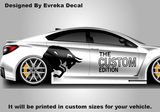 2X Custom Bull Style Car Vinyl Decal, JDM Drift Wrap "Custom Edition", Personalized Racing Graphics & Premium Both Sides Car Decal - Evreka Decal