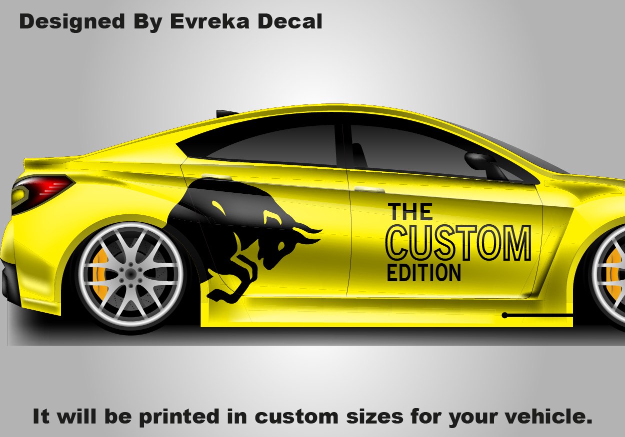 2X Custom Bull Style Car Vinyl Decal, JDM Drift Wrap "Custom Edition", Personalized Racing Graphics & Premium Both Sides Car Decal - Evreka Decal