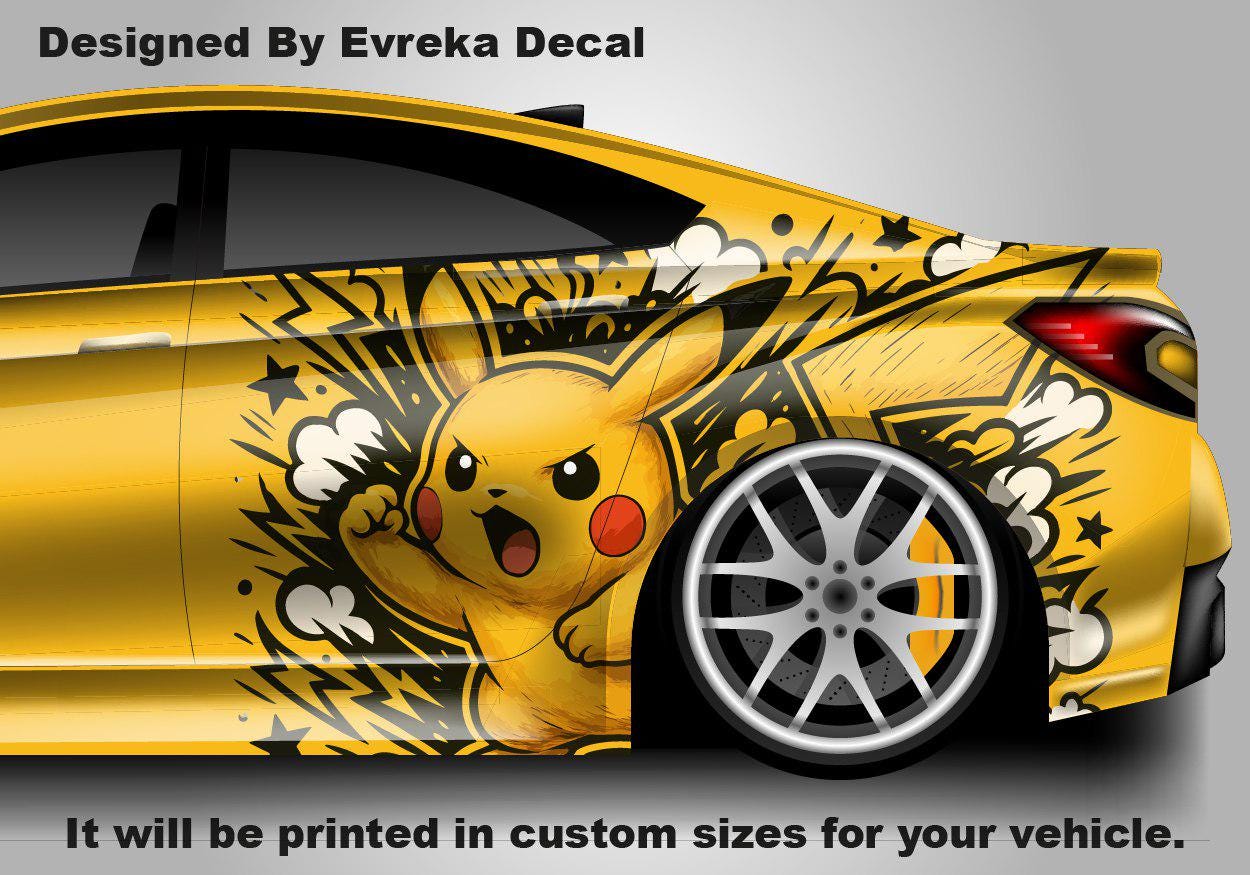 Pikachu Car Decals: Car Vinyl | Hood And Car Side Decal | Comics character, Pokemon character, Designed Car Livery, Cast Vinyl Wrap - Evreka Decal
