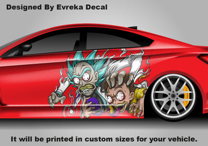 Rick and Morty Car Decal, Zombie Rick and Morty Vinyl Wrap, Custom Size Side Body Graphic, Anime Car Sticker, Itasha Style Vehicle Livery