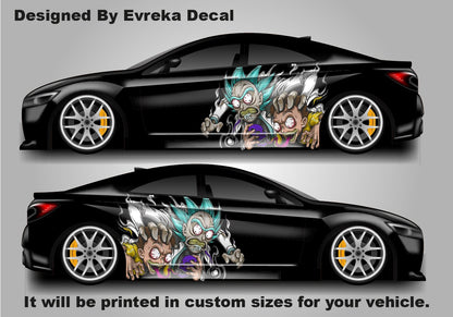 Rick and Morty Car Decal, Zombie Rick and Morty Vinyl Wrap, Custom Size Side Body Graphic, Anime Car Sticker, Itasha Style Vehicle Livery