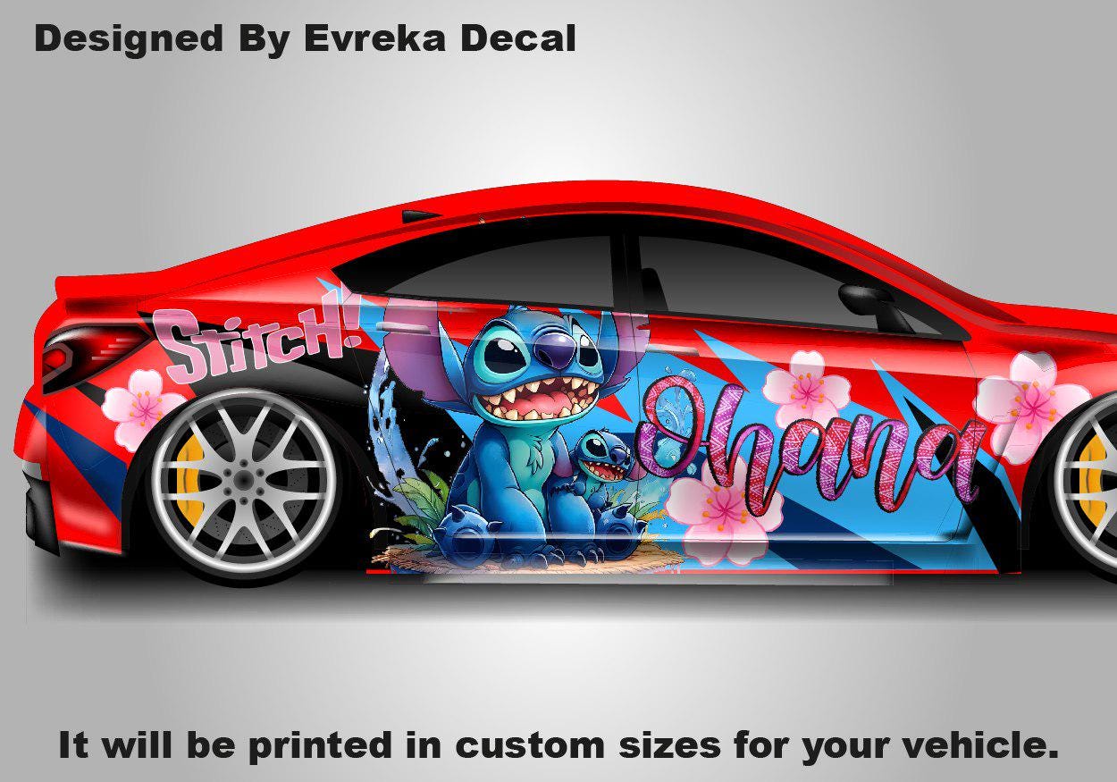 Stitch, Car Livery, Cast Vinyl Wrap, Universal Size, Car Wrap, Car Decal, Car Foil Design - Evreka Decal