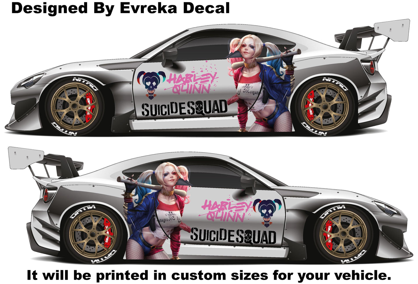 Harley Quinn, Car Livery, Cast Vinyl Wrap, Universal Size, Car Wrap, Car Decal, Car Foil Design - Evreka Decal