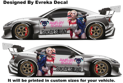 Harley Quinn, Car Livery, Cast Vinyl Wrap, Universal Size, Car Wrap, Car Decal, Car Foil Design - Evreka Decal
