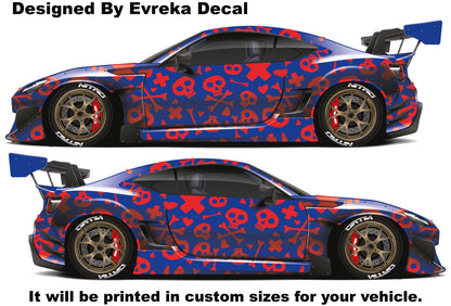 x2 Large Skull Side Graphic Splash, Large decal for Charger, Challenger, Mustang, Camaro, Honda - Evreka Decal