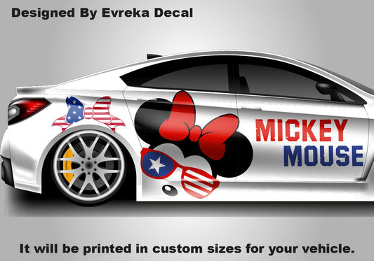 Floral Mickey Decal, Disney Decal, Disney Car Sticker, Disney Gift, Mickey, Mickey Gift, Gift for He - Evreka Decal