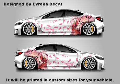 Anime ITASHA ZERO TWO Car Wrap Door Side Fit With Any Cars Vinyl Graphics Car Stickers Car Decal - Evreka Decal