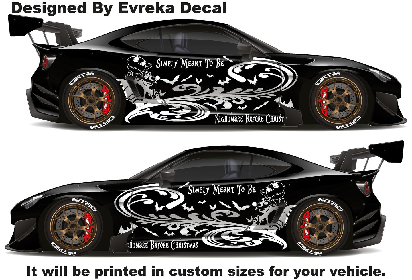 2x Trıbal NIGHTMARE BEFORE CHRISTMAS Jack Sally Graphıc Vınyl Decal Truck Car - Evreka Decal