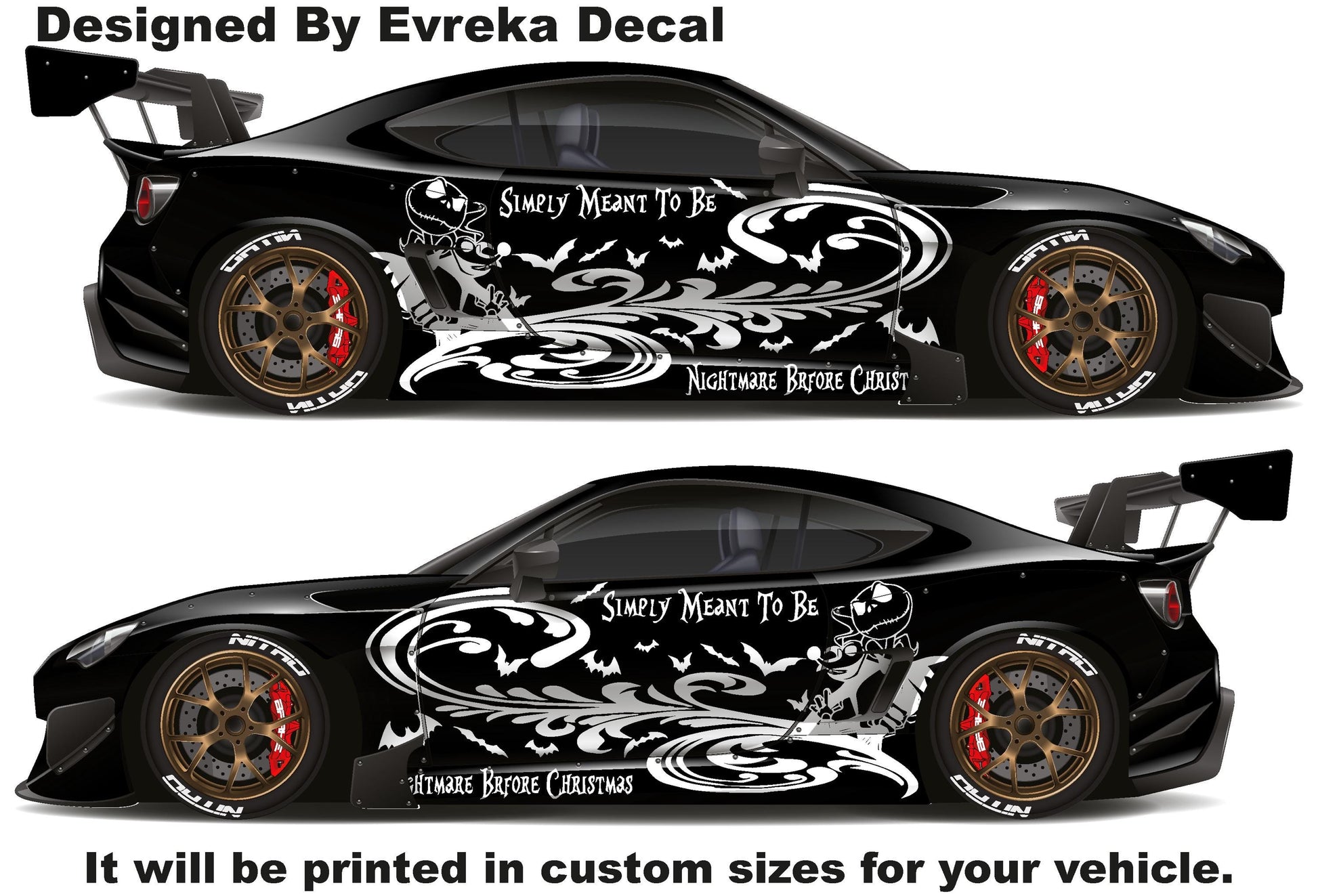 2x Trıbal NIGHTMARE BEFORE CHRISTMAS Jack Sally Graphıc Vınyl Decal Truck Car - Evreka Decal