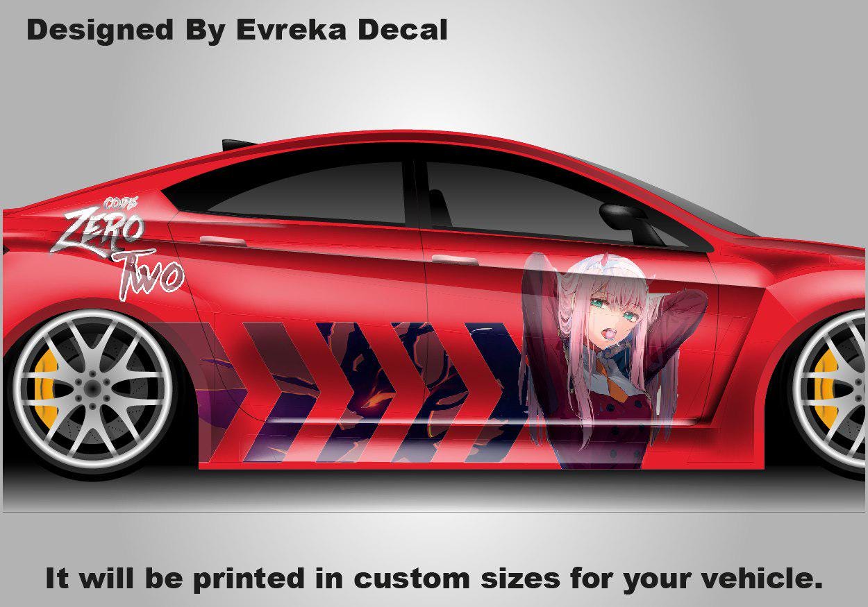 Anime ITASHA ZERO TWO Car Wrap Door Side Fit With Any Cars Vinyl Graphics Car Stickers Car Decal - Evreka Decal