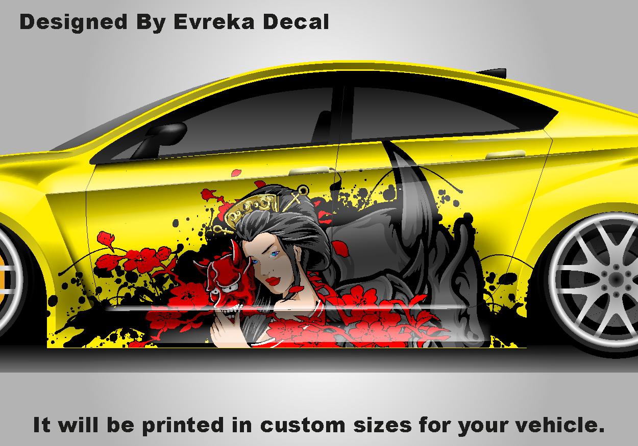 Custom Samurai Livery Racing Side Wrap; JDM Inspired Samurai Custom Decal Side - Evreka Decal