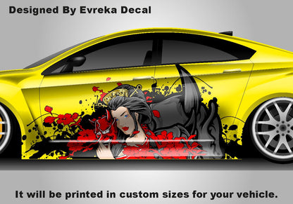 Custom Samurai Livery Racing Side Wrap; JDM Inspired Samurai Custom Decal Side - Evreka Decal
