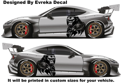 x2 Angry Gorilla Kong Sticker / Decal- INCLUDES BOTH Sides. Decal Sticker King Kong Growling Gorilla | Side of Car Graphic | Vinyl Decal | - Evreka Decal